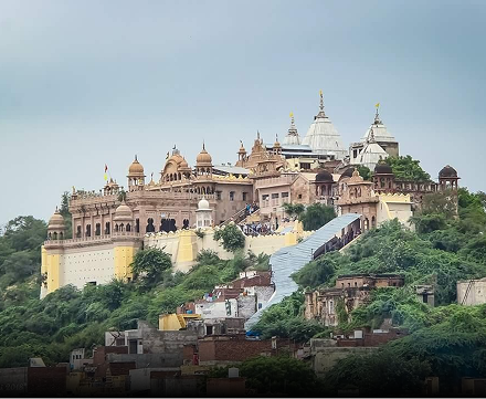 Ancient hillside temple and sacred shrines of Braj